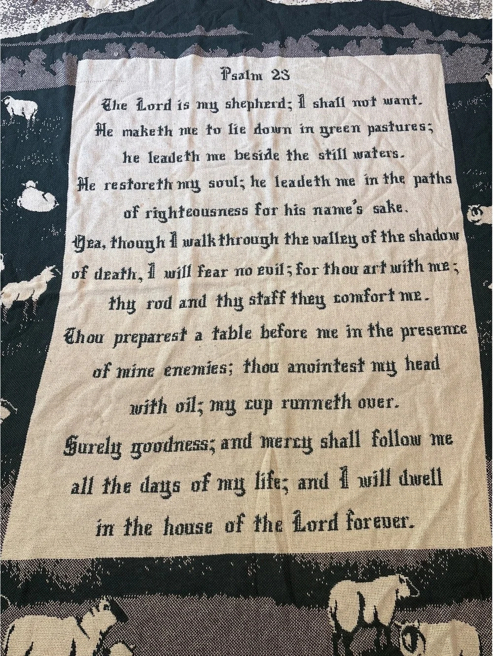Vtg Goodwin Weavers Psalm 23 Woven Wall Hanging Tapestry Shepherd Sheep Design